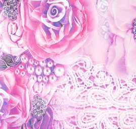 Efektní šála s třásněmi vážka/růže růžovomodrá