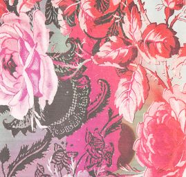 Efektní šála motiv květů rezavá/khaki