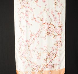 Efektní šála motiv květy pastel žlutá