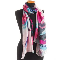 Efektní šála abstraktní květy pastel růžová