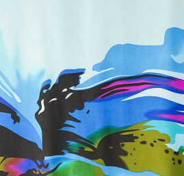 Efektní šála abstraktní květy pastel modrá