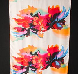 Efektní šála abstraktní květy pastel lososová