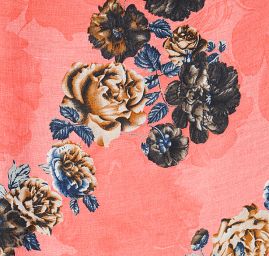 Velký šál viskoza mat vzor květy červená