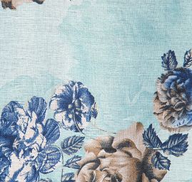 Velký šál viskoza mat vzor květy modrá