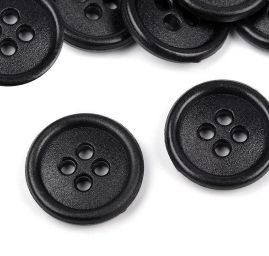Knoflík plastový oblekový kulatý čtyřdírkový 24" černý