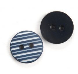 Knoflík plastový kulatý modrobílé proužky 26"