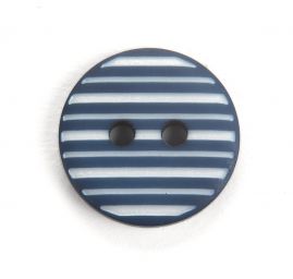 Knoflík plastový kulatý modrobílé proužky 26"