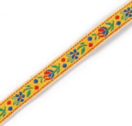 Stuha krojová vyšívaná žlutá jemná 9mm