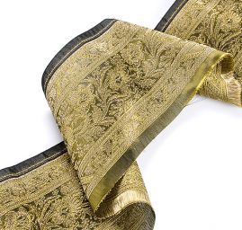 Orientální žakárová porta s kovovým vláknem olivová