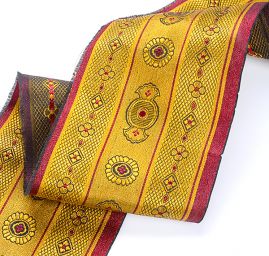 Orientální žakárová porta s kovovým vláknem zlatovínová