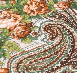 Šátek bavlna tisk folklórní vzor 130x130cm bílý