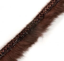 Efektní kožešinová porta zdobný lem tmavě hnědá