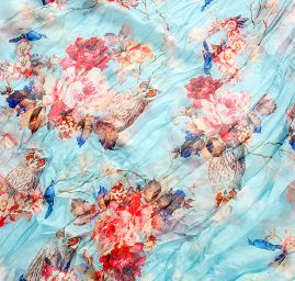 Šál tunel šifón malej sovy blankytne modrá