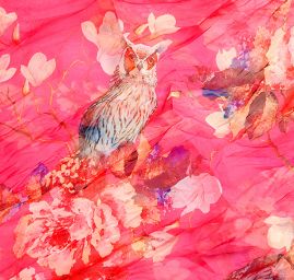 Šál tunel šifón malej sovy fuchsiová