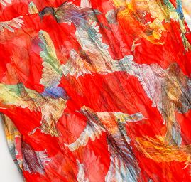 Šál tunel šifón vtáčiky červená