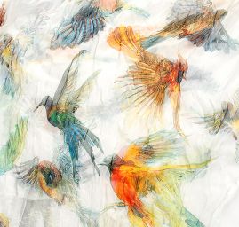 Šál tunel šifón vtáčiky slonová kosť