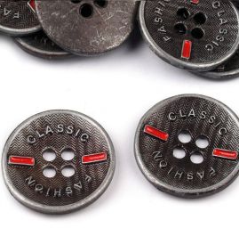 Knoflík kovový se vzorem nikl antik Classic 26"