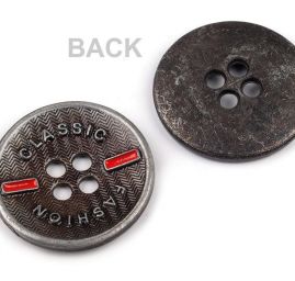 Knoflík kovový se vzorem nikl antik Classic 26"