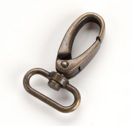 Karabina kov otočná zaoblená průvlak 20 mm staromosaz