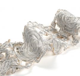 Krajková kovová stuha orientální vzor stříbrná