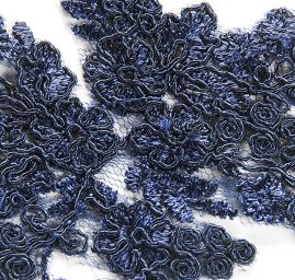 Krajková květinová aplikace tmavě modrá