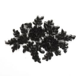 Krajková květinová aplikace větší květy černé