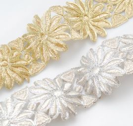 Porta lurex zlatá vzor květy asteraceae