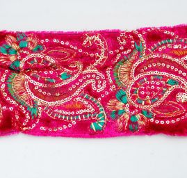 Porta vyšívaný samet flitrové aplikace fuchsiová