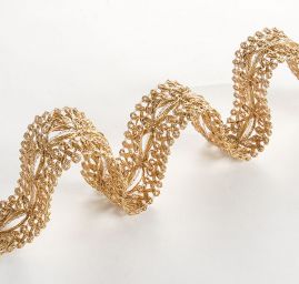 Stuha krajková vzdušná výšivka zlatá