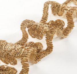 Stuha rexová výšivka na tylu květy zlatá