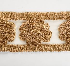 Stuha rexová výšivka na tylu květy zlatá