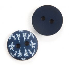 Knoflík plastový kulatý modrobílý vzor 30"