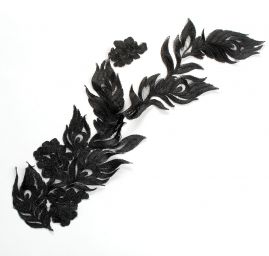 Krajková aplikace středová černé barvy