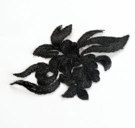 Krajková květinová aplikace velký květ černá