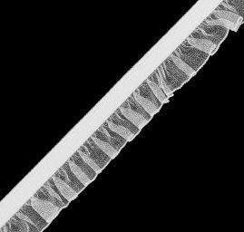 Krajková guma pruženka ozdobná volánky bílá