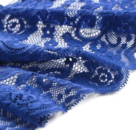 Pružná krajka vsadka lem květy modrá