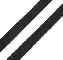 Oděvní bavlněná šňůra plochá 15mm černá
