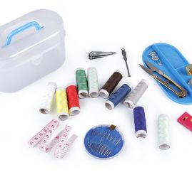Šitíčko sada na šití v boxu velká růžová modrá