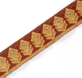 Stuha žakárová geometrický vzor hnědá