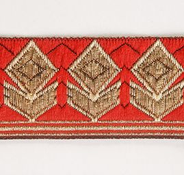 Stuha žakárová geometrický vzor červená