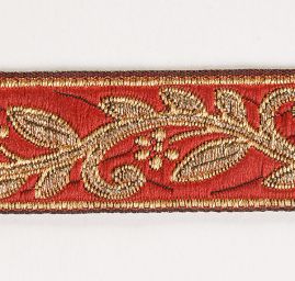 Stuha žakárová drobný květinový vzor sv.červená