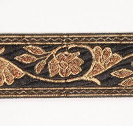 Stuha žakárová květinový vzor černá