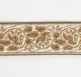 Stuha žakárová květinový vzor smetanová