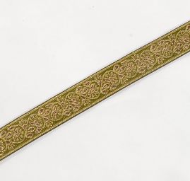 Stuha žakárová jemný květinový vzor zelená