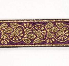 Stuha žakárová jemný květinový vzor fialová