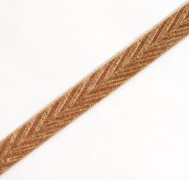 Stuha žakárová geometrický vzor měděný