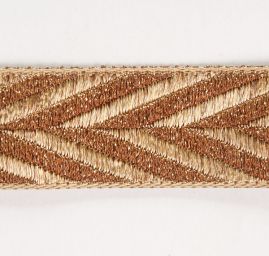 Stuha žakárová geometrický vzor měděný