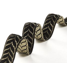 Stuha žakárová oboustranná černozlatá