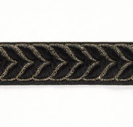 Stuha žakárová oboustranná černozlatá