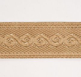 Stuha žakárová se vzorem spirály zlatá